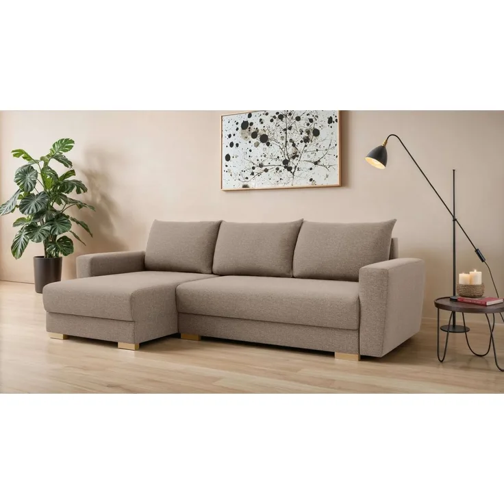 Home affaire Ecksofa MAGHERA universell Schlafsofa mit Bettkasten, Maße B/T/H: 255/142/84cm, L-Form mit Recamiere rechts oder links montierbar, hoher Sitzkomfort