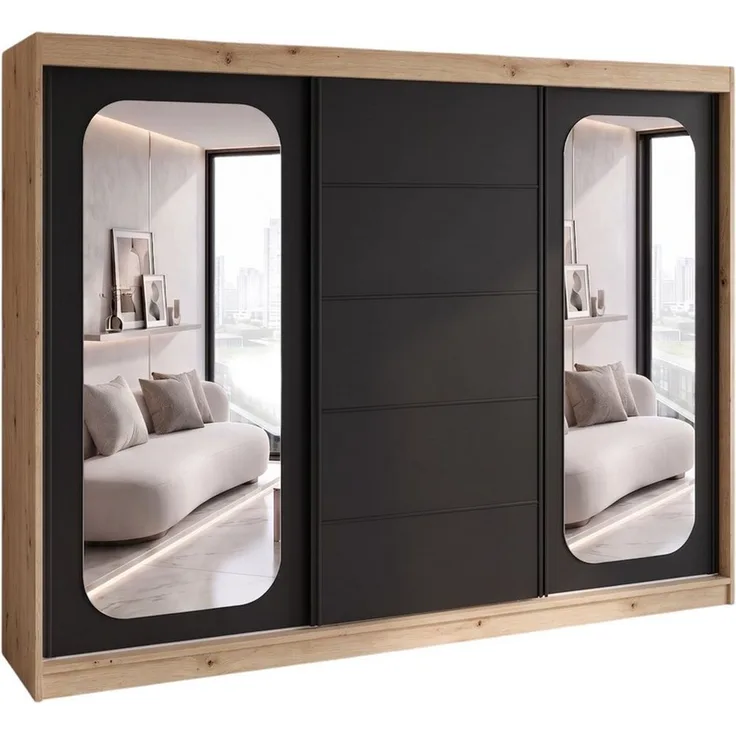 A&J MöbelLand GmbH Schiebetürenschrank BELANO – Moderner Kleiderschrank mit Schiebetüren (Die perfekte Kombination aus modernem Design, hoher Funktionalität und großzügigem Stauraum für Kleidung, Bettwäsche und Accessoires, erhältlich in verschiedenen ...