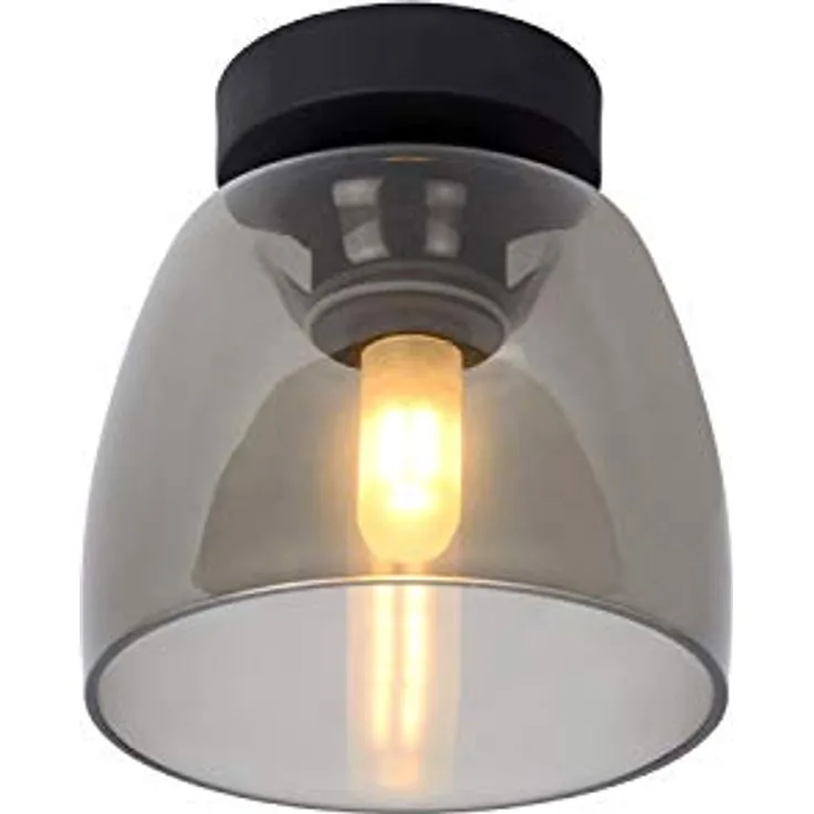 Lucide TYLER Deckenleuchte Badezimmer, Ø 16,1 cm, 1xG9, IP44, Schwarz, dimmbar, Glas
