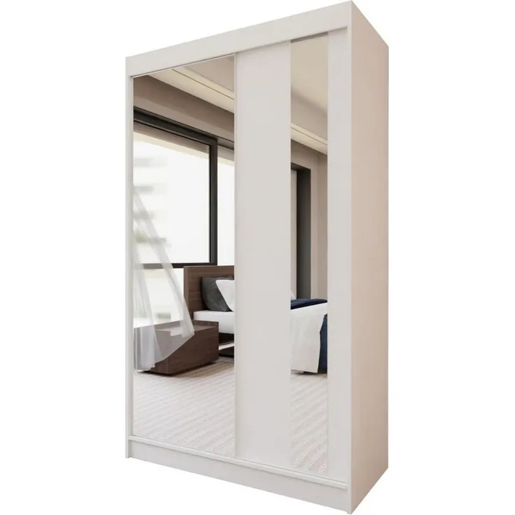 Beautysofa Schwebetürenschrank Gaja 120 cm (modernes 2-türig Schrank, weiß, schwarz, graphit, artisan Farbe) Schwebetüren mit Spiegel