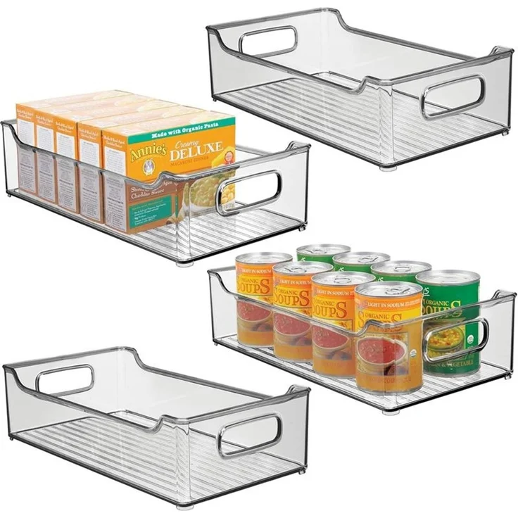 mDesign Kühlschrankbox Aufbewahrung Organizer stapelbar Griffe 4er-Set Rauchgrau – Bild 8