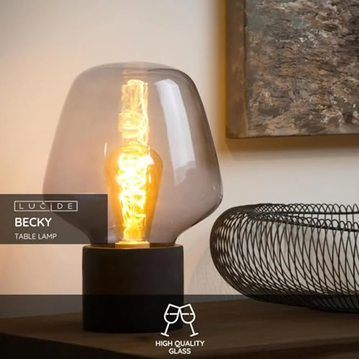 Lucide Becky 45569/01/65, Nachttischlampe mit Rauchglas und warmweißem Licht – Bild 4