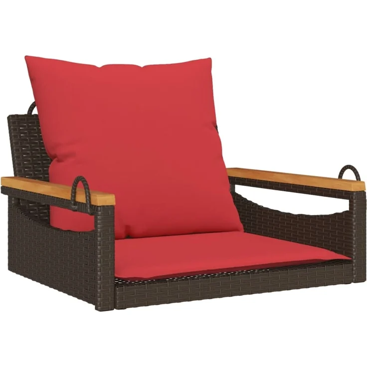 vidaXL Hängesessel mit Kissen Braun 63x62x40 cm Poly Rattan 368167 – Bild 2