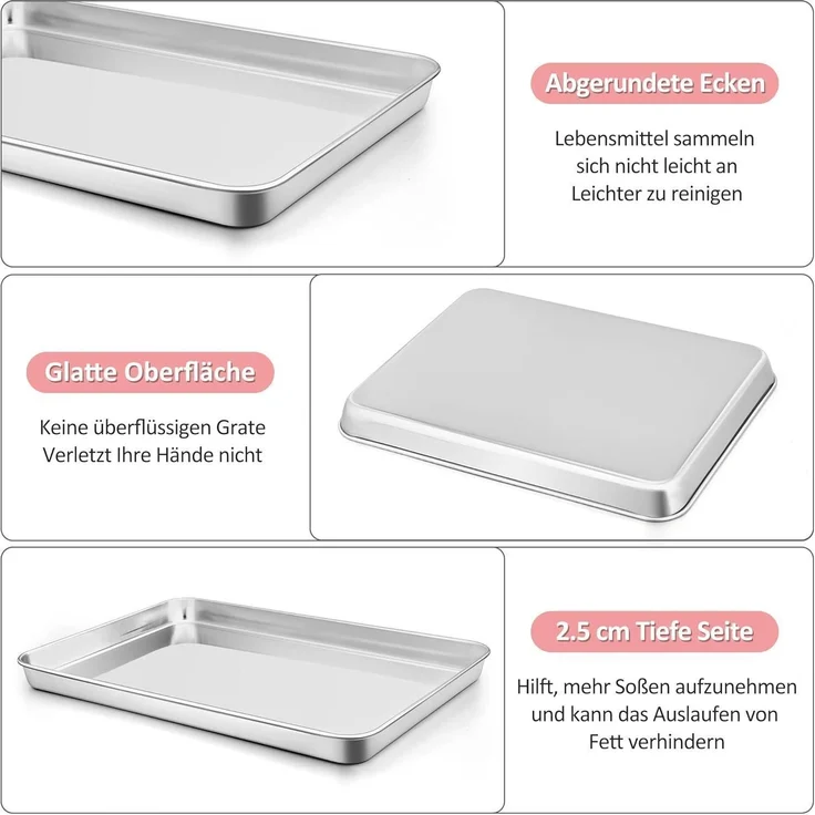 Joyfair Edelstahl Backblech mit Abkühlgitter Set 40.5x30.5x2.5cm – Bild 4