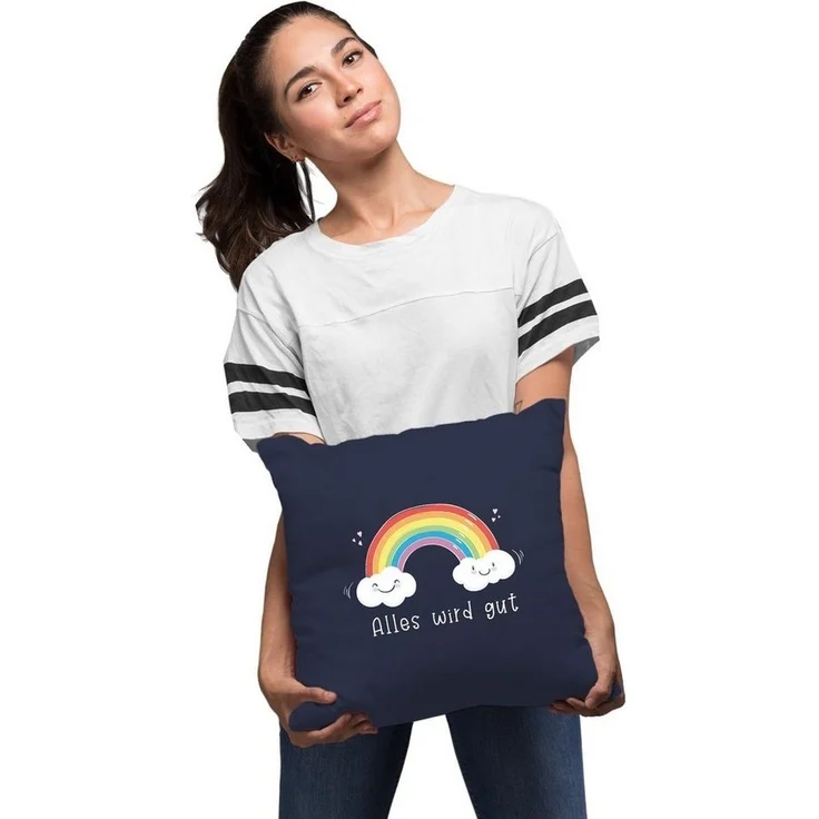 MoonWorks Dekokissen Kissen-Bezug Regenbogen Alles wird gut Mutmacher Geschenk Trost Aufmunterung positiv denken durchhalten Moonworks® – Bild 3