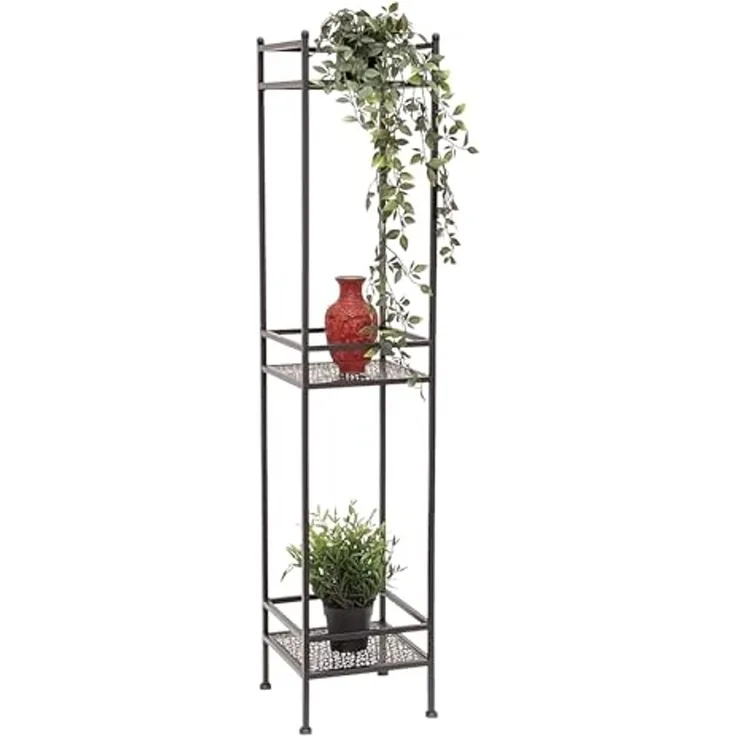 DanDiBo Standregal Schwarz Metall Schmal Stehend 3 Ebenen 110 cm Regal Küche Küchenregal 96485 Metallregal Eisen Modern