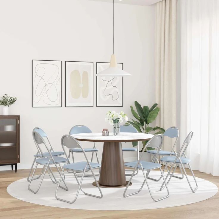 vidaXL Klappstuhl 8 pcs Grau 48 x 43,5 x 81 cm Kunstleder 42029052 – Bild 4