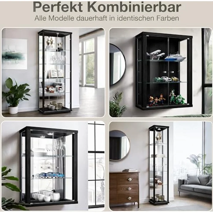 K-Möbel Glasvitrine C1014 (Glasvitrine (176x37x33 cm) mit 1 Glastür) Glasvitrine stehend – Bild 7