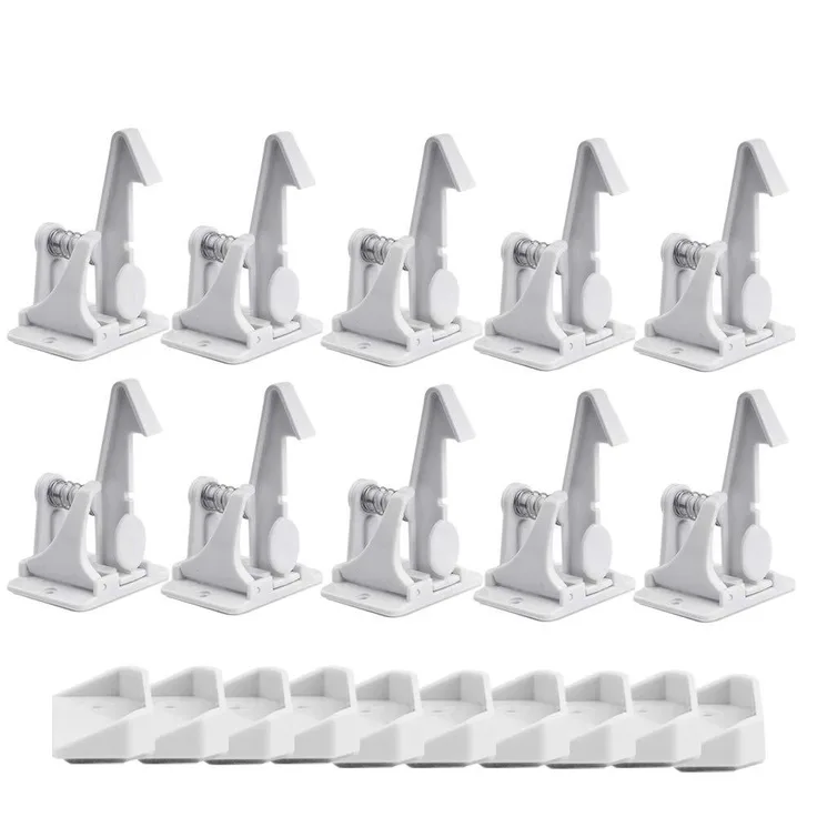 Surplex 10er Pack Kindersicherung Schrank Schloss, Baby Sicherheit unsichtbare Schranksicherung für Schubladen und Schranktüren, Montage ohne Bohren und Schrauben (weiß)
