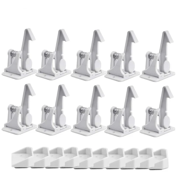 Surplex 10er Pack Kindersicherung Schrank Schloss, Baby Sicherheit unsichtbare Schranksicherung für Schubladen und Schranktüren, Montage ohne Bohren und Schrauben (weiß) – Bild 1