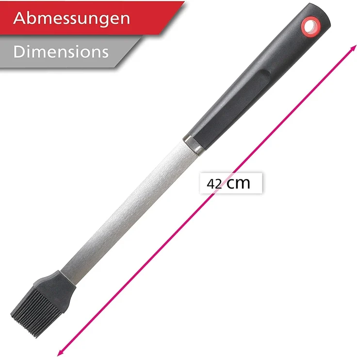 wenco Grillpinsel lang, 42 cm, Edelstahl/Silikon, Grillpinsel hitzebständig lang, Vielseitig verwendbar als Backpinsel, Küchenpinsel, BBQ Pinsel – Bild 2