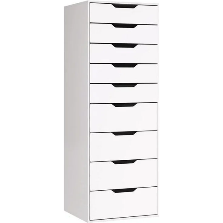 Homfa Kommode Schubladenschrank, Hochkommode, mit 9 Schubladen, schmal, weiß, 45x40x124,5cm – Bild 4