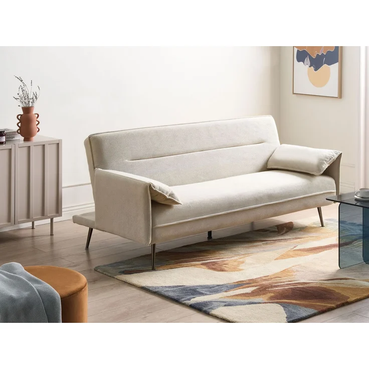 Schlafsofa 3-Sitzer VAYLA Stoff Cremeweiß – Bild 3