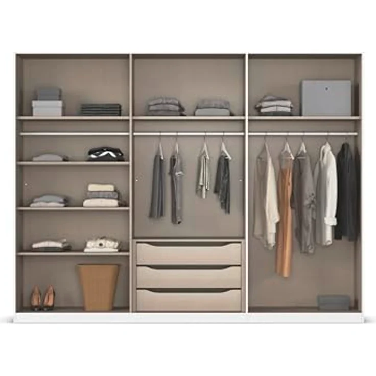 Rauch Möbel Alabama, Kleiderschrank für Schlafzimmer, Kinderzimmer, Wohnzimmer, Garderobe, Flur, 6-türig, mit Zubehör Premium, Farbe Beige, Breite 271 cm – Bild 6