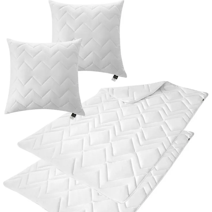 SEI Design Einziehdecke SET 2x Mikrofaser Winter Bettdecken 135x200 + 2x Kissen 80x80, Füllung: Polyester, kochfest