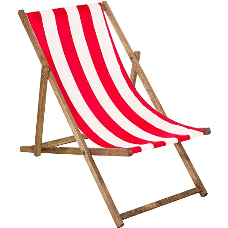 Springos Liegestuhl Buchenholz, klappbar und imprägniert, 3-stufig regulierbar, bis 120 kg belastbar, für Garten und Strand