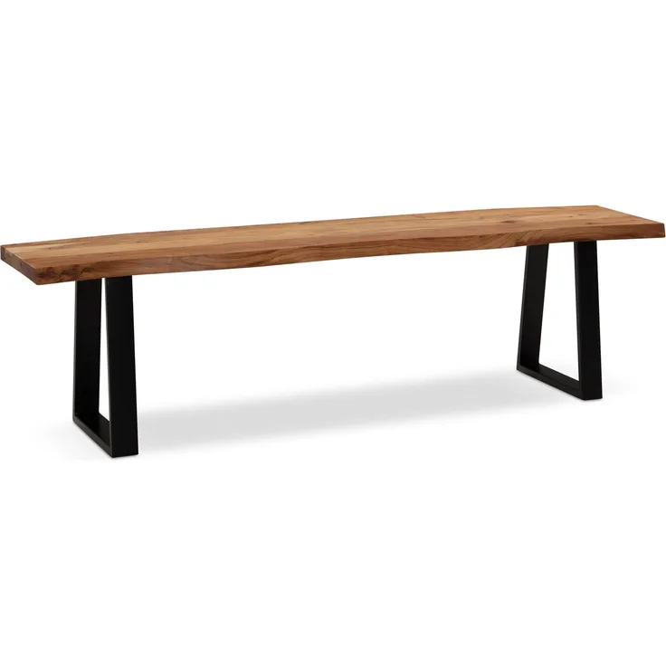 Esszimmerbank 160x40x45,5cm Akazie Massivholz Metall Baumkante Modern