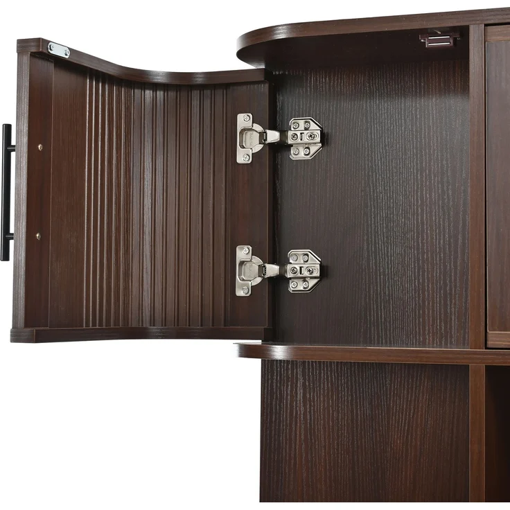 Sideboard 120 x 20 x 180 cm in Nussbaumoptik mit Flechtfronten und 8 Türen – Bild 8