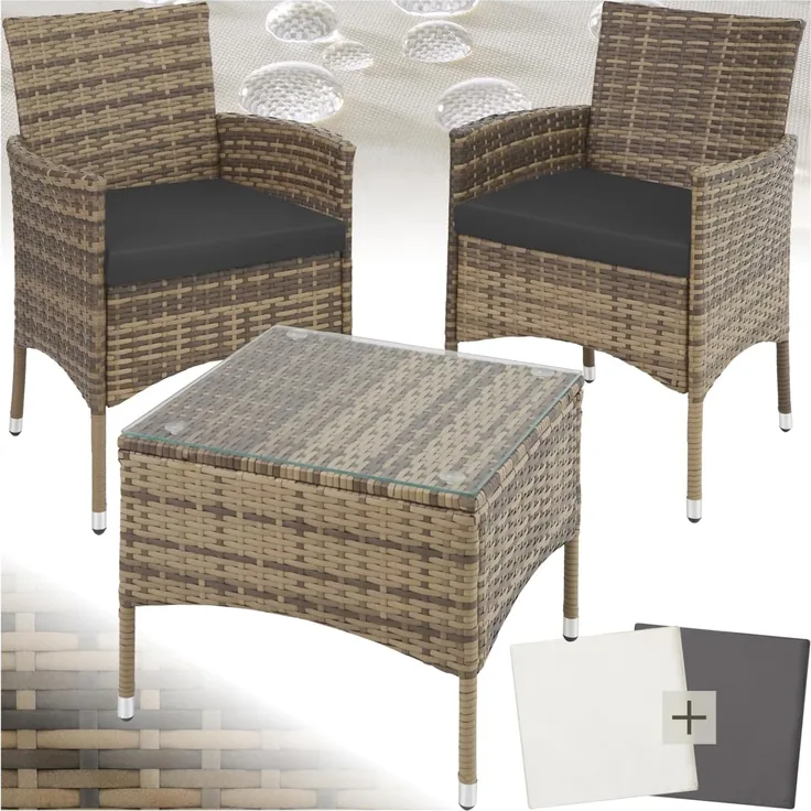 tectake Sitzgruppe Rattanset, (Set, 5-tlg), Schickes, modernes Design