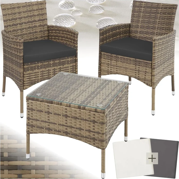 tectake Sitzgruppe Rattanset, (Set, 5-tlg), Schickes, modernes Design