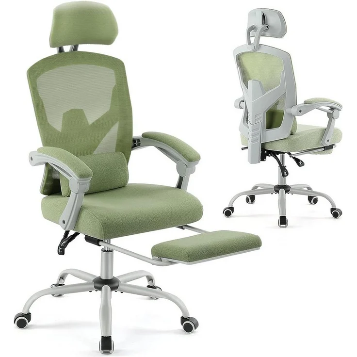 DUMOS Bürostuhl Ergonomisch Schreibtischstuhl Komfortarmlehnen Fußstütze Office Chair, Höhenverstellbarer Sitz mit Fußstütze – Bild 5