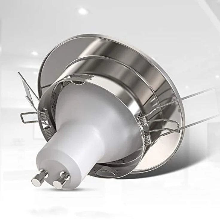 B.K.Licht LED Einbaustrahler 6er SET Einbauleuchten 86mm flach dimmbar Einbaumaß 68mm - 10-04-06-S, Dimmfunktion, LED wechselbar, Warmweiß, 3000K Einbauspots schwenkbar 5,5W 400lm GU10 Leuchtmittel matt-Nickel – Bild 4