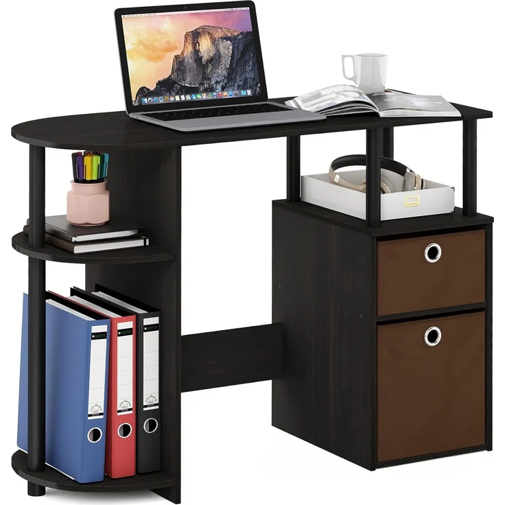 Furinno JAYA Simplistisch Computer-Schreibtisch mit Schubladen, Espresso – Bild 1