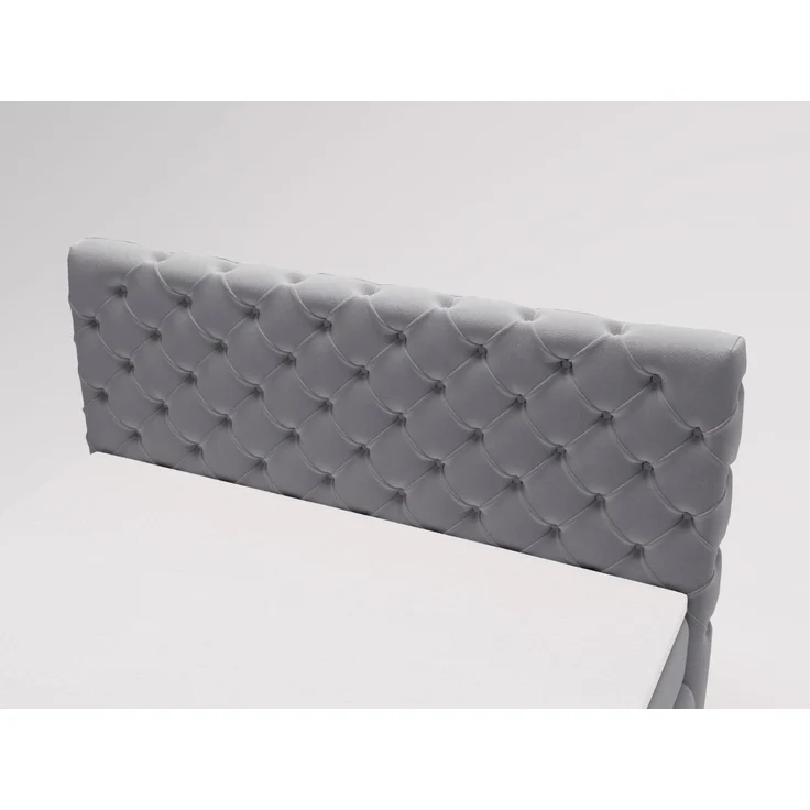 GRAINGOLD Canolo Doppelbett 140x200, Boxspringbett mit zwei Bettkästen, Glamour Stil, Velour-Stoff, Grau – Bild 4