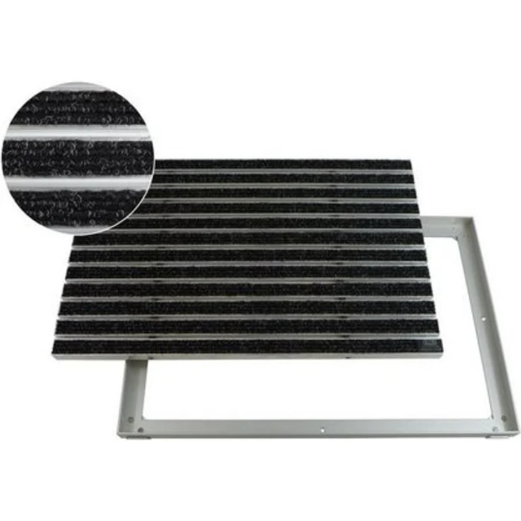 Emco Fußmatte Eingangsmatte DIPLOMAT + Rahmen Aluminium, Rips Anthrazit, rechteckig, Höhe: 25 mm, Größe: 600x400 mm, für Innen- und überdachten Außenbereich – Bild 4