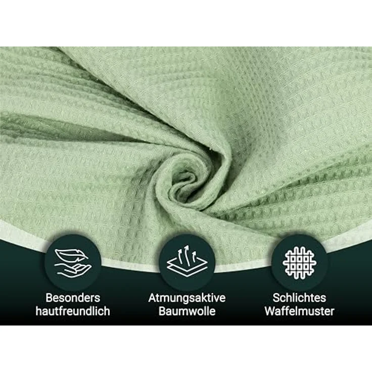 Zollner Kuscheldecke, 150x200 cm, salbeigrün, 100% Baumwolle, Oeko-Tex® Standard 100, hautfreundlich und pflegeleicht – Bild 3