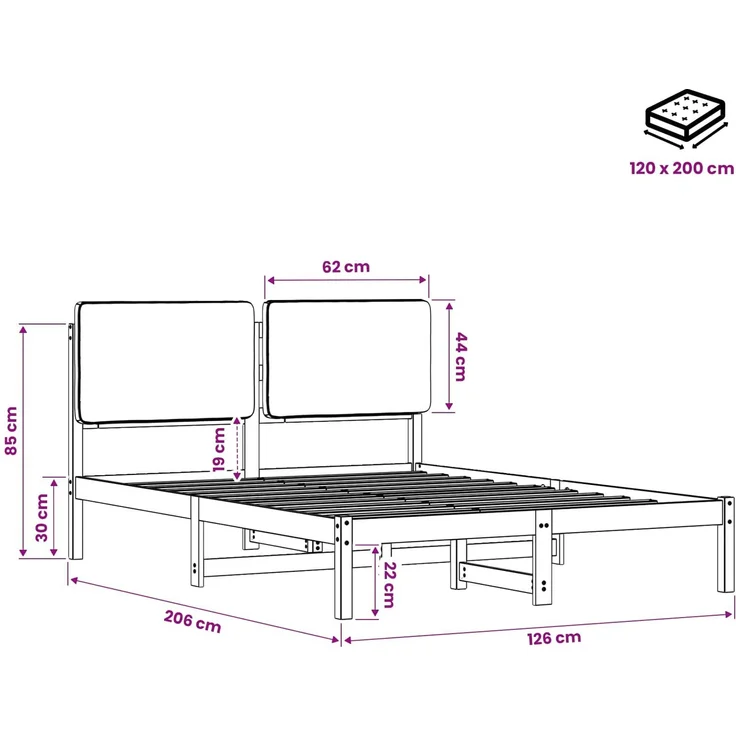 vidaXL Bettgestell mit gepolstertem Kopfteil Dunkelbraun und Schwarz 903990 – Bild 11