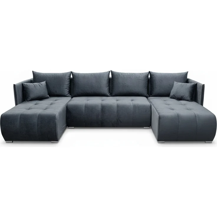 Wohnero24 NESSA U Ecksofa 292x152 cm mit Schlaffunktion 280x140 & Bettkasten – XXL Wohnlandschaft Dunkelgrau – Bild 1