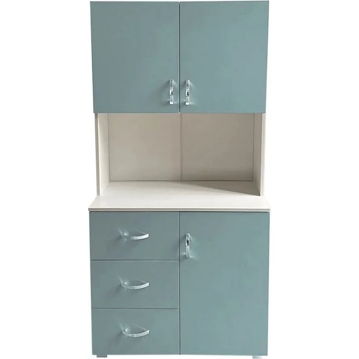 HTI-Living Küchenbuffet Küchenschrank Blanca Hellblau Weiß (Stück, 1-St, 1 Schrank) Küchenbuffet 6 Regalfächer 3 Schubladen