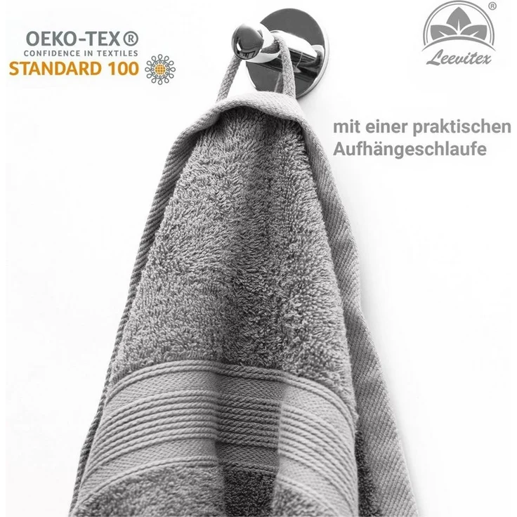 leevitex® Saunatuch Frottee XXL, (1-St), 80 x 200 cm, extra groß & saugfähig, Grau – Bild 3