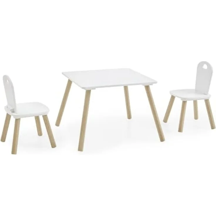Kindermöbel 3er Set (B/H/T: 55x43x55 cm) in Weiß und Pinie Nachbildung