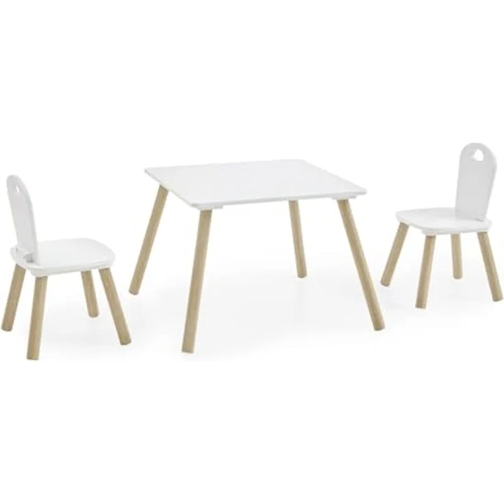 Kindermöbel 3er Set (B/H/T: 55x43x55 cm) in Weiß und Pinie Nachbildung – Bild 1