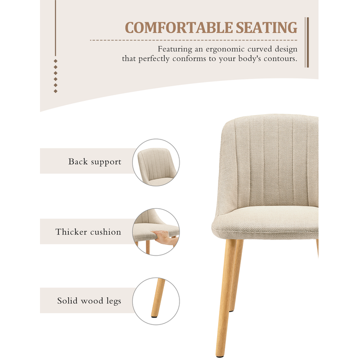 GOEURVANT 993 Esszimmerstühle 6er-Set, Webstoff - Beige – Bild 7