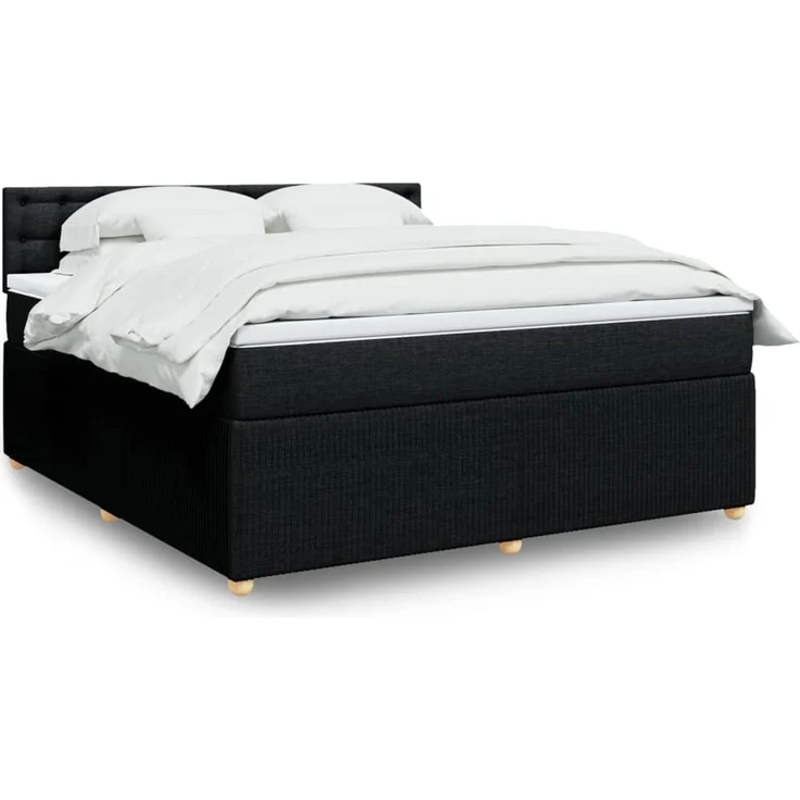 vidaXL Boxspringbett mit Matratze Schwarz 180x200 cm Stoff 3287551 – Bild 1