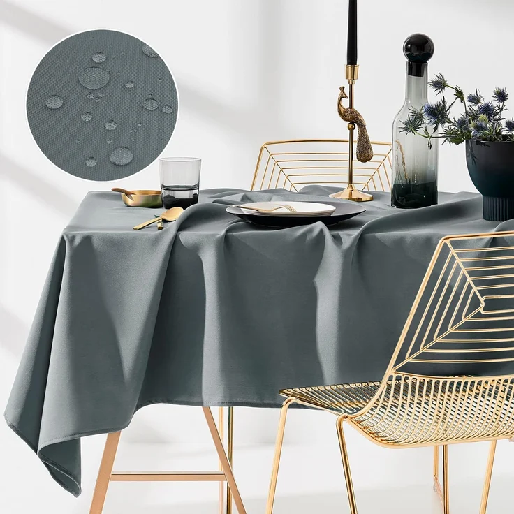 ROOM99 Aura Tischdecke 140x260 cm Dunkelgrau | Tischtuch Tafeldecke Fleckschutz Abwaschbar Wasserabweisend Schmutzabweisend Polyester Rechteckig Bankettdeko Ganzjährig