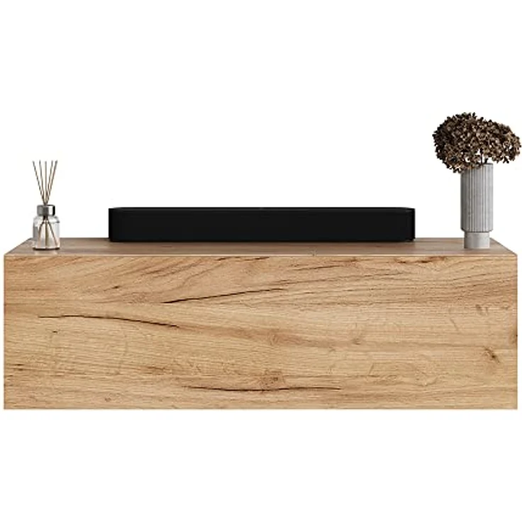Planetmöbel Garderobenschrank Flur Möbel Garderobe (Kompaktgarderobe mit Klappe als Stauraum, Hängeschränke 2 x 100 cm Gold Eiche) Wandgarderobe (ohne Spiegel) – Bild 4