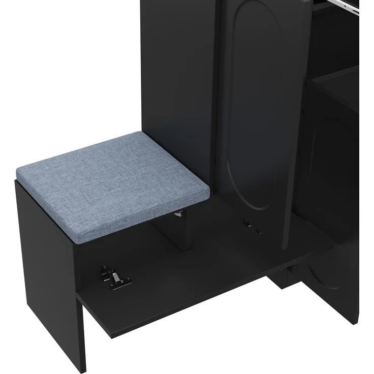 Moderner 2-in-1 Schuhschrank mit Sitzbank Schwarz höhenverstellbare Böden Schuhorganizer für Flur Aufbewahrungsbank mit Sanftschließmechanismus Kippsicherung 130 cm Breite Schuhregal mit Sitzauflage, 130cmx35cmx110cm – Bild 10