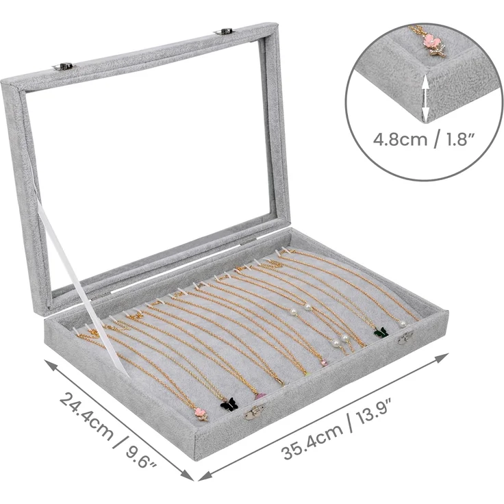 Belle Vous Schmuckständer Schmuckorganizer mit 20 Haken und sicherem Glasdeckel, Schmuckaufbewahrung mit 20 Haken und abschließbarem Glasdeckel – Bild 2