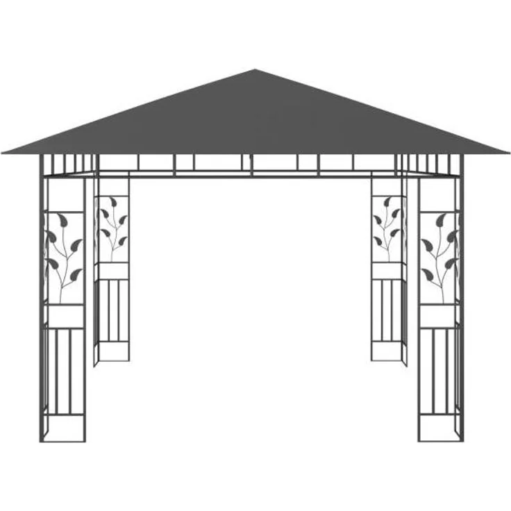vidaXL Pavillon mit Moskitonetz & LED-Lichterkette 3x3x2,73m Anthrazit 3070316 – Bild 11