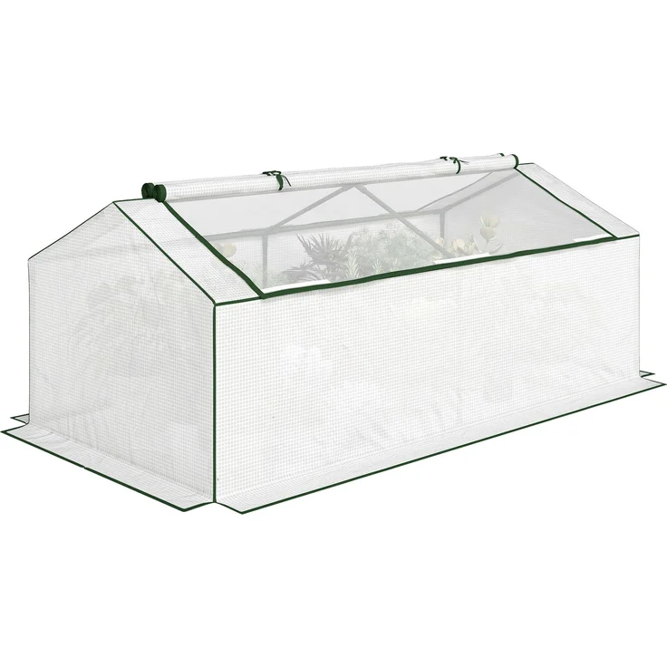 Outsunny Gewächshaus, Metall, PE, Weiß, 180L x 90B x 70H cm – Bild 1
