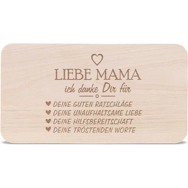 GRAVURZEILE Schneidebrett - Danke für alles Mama - Frühstücksbrettchen - Zum Muttertag, Buchenholz, Geschenkidee für Mama – Bild 1