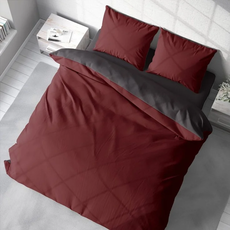One Home Bettwäsche Doubleface, Mikrofaser, 3 teilig, Uni Wende mit Reißverschluss, Doppelbett – Bild 4