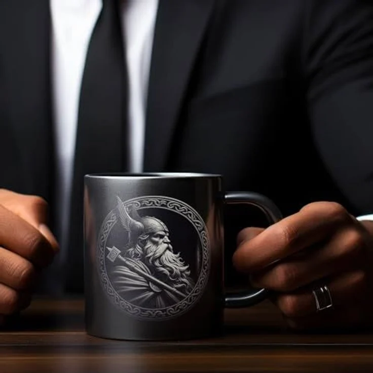 speecheese Tasse Odin Wikingergott Amulett Tasse schwarz in Schwarz – Bild 5