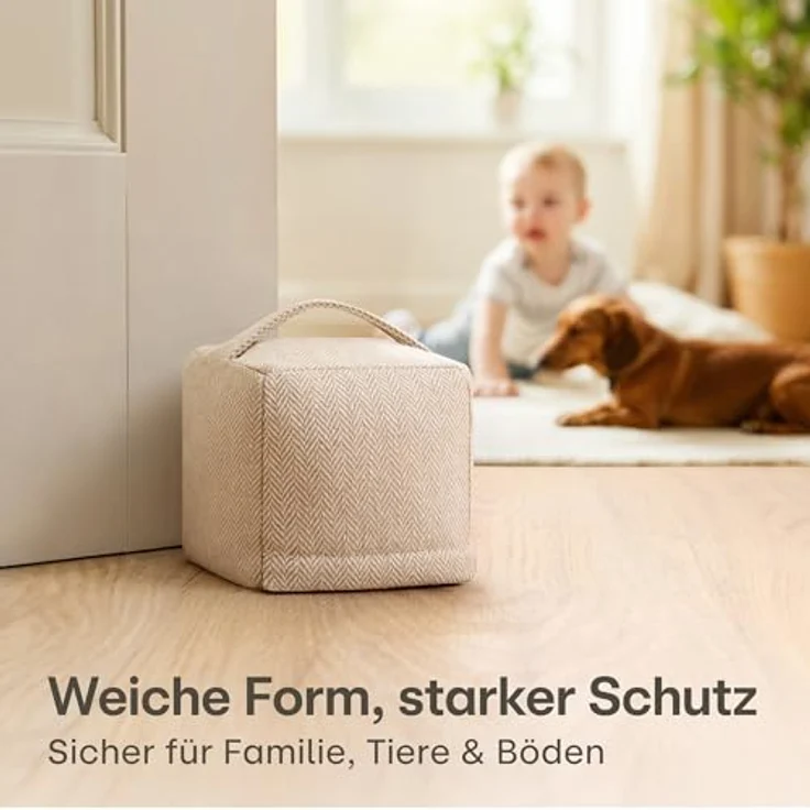 Praknu Bodentürstopper Türstopper Sack für Den Boden - Extra schwer 1Kg - mit Waschbarem (1 St), mit Tragegriff - Für Haus & Büro - mit rutschfesten Pads – Bild 5