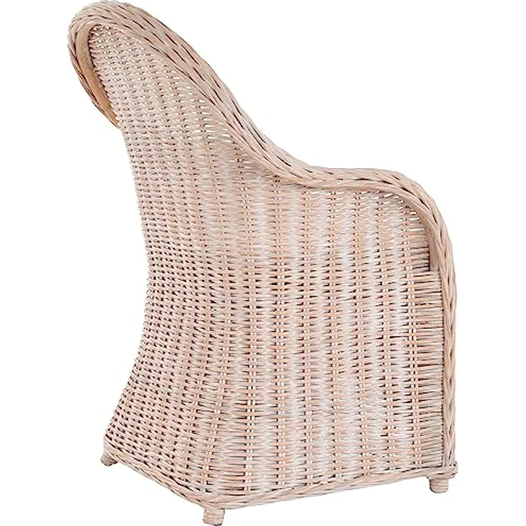 Krines Home Esszimmersessel Rattansessel Esszimmerstuhl mit Armlehne Korbsessel Esszimmersessel, Flechtsessel mit Polster – Bild 7
