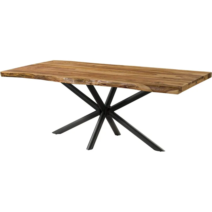 Baumtisch Sheesham 260x100x76 natur sandgestrahlt / Kreuzgestell anthrazit matt FREEFORM 5
